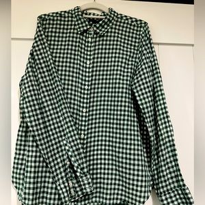 J CREW Green Gingham Cotton Button Down - SIZE 14